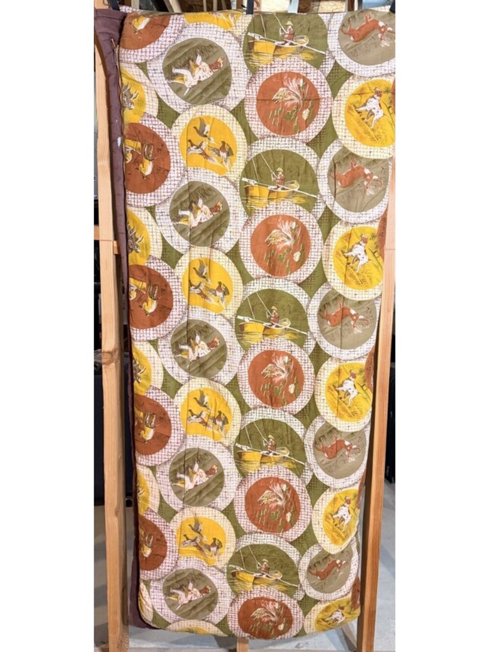 Vtg Hunting Outdoor Scenes WHITE STAG Sleeping Bag 30"x72"